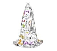 IPPONGET French Paris Tour Eiffel Tower Print Hooded Coat Theme Carnival Party Decorations Vampire Role Play Gothic Cosplay