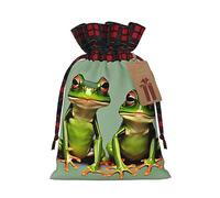 IPPONGET Funny Green Frogs 1 Print Christmas Wrapping Bags Festive Gift Bags For Coworkers Weddings Parties More