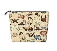 IPPONGET Hairy Ferret Print vanity bag Single-layer Makeup Bag with Zippered Pouches for Women Cute and Portable