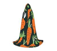 IPPONGET Happy Carrot Seamless Pattern Print Hooded Cloak Carnival Theme Party Decorations Vampire Role Play Gothic Cosplay