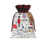 IPPONGET I Love London Print Christmas Wrapping Bags Festive Gift Bags For Coworkers Weddings Parties More