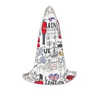 IPPONGET I Love London Print Hooded Tablecloth Carnival Theme Party Decorations Vampire Role Play Gothic Cosplay