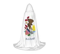 IPPONGET Illinois State Flag Print Hooded Tablecloth Carnival Theme Party Decorations Vampire Role Play Gothic Cosplay