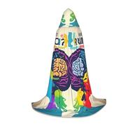IPPONGET Left & Right Brain Advantage Print Hooded Coat Theme Carnival Party Decorations Vampire Role Play Gothic Cosplay