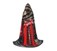 IPPONGET London Telephone Booth Print Hooded Cape Carnival Theme Party Decoration Vampire Role Play Gothic Cosplay