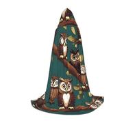 IPPONGET Magic Owel Print Hooded Cloak Carnival Theme Party Decorations Vampire Role Play Gothic Cosplay