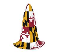 IPPONGET Maryland State Flag Print Hooded Cloak Carnival Theme Party Decorations Vampire Role Play Gothic Cosplay