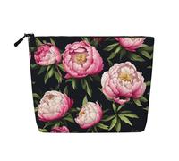 IPPONGET peony flowers blossom print Print vanity bag Single-layer Makeup Bag with Zippered Pouches for Women Cute and Portable