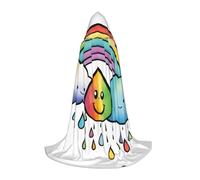 IPPONGET Rainbow Clouds Raindrop Hooded Cape Carnival Vampire Theme Party Decoration Role Play Gothic Cosplay