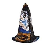 IPPONGET Rocky Mountain Range Print Hooded Cloak Themed Carnival Party Decorations Vampire Role Play Gothic Cosplay