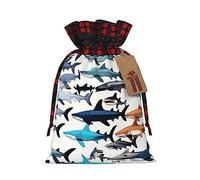 IPPONGET Sharks Pattern Print Christmas Wrapping Bags Festive Gift Bags For Coworkers Weddings Parties More