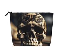 IPPONGET Skull Rock Roll Skeleton Bone Print vanity bag Single-layer Makeup Bag with Zippered Pouches for Women Cute and Portable, Black, One Size, Black, One Size
