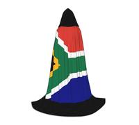 IPPONGET South Africa Flag Print Hooded Coat Theme Carnival Party Decorations Vampire Role Play Gothic Cosplay