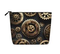IPPONGET Steampunk Gears Print vanity bag Single-layer Makeup Bag with Zippered Pouches for Women Cute and Portable