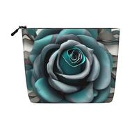 IPPONGET Teal Gray Rose Print vanity bag Single-layer Makeup Bag with Zippered Pouches for Women Cute and Portable, Black, One Size, Black, One Size