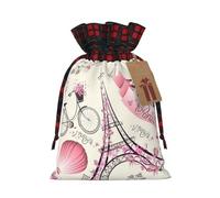 IPPONGET The Paris Tower And A Bicycle Print Christmas Wrapping Bags Festive Gift Bags For Coworkers Weddings Parties More
