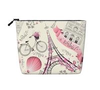 IPPONGET The Paris Tower and a Bicycle Print vanity bag Single-layer Makeup Bag with Zippered Pouches for Women Cute and Portable
