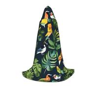IPPONGET tropical birds plant leaf print hood cape carnival theme party decorations vampire role play gothic cosplay