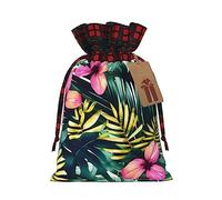 IPPONGET Tropical Summer Hawaiian Flower Palm Leaves Print Christmas Wrapping Bags Festive Gift Bags For Coworkers Weddings Parties More