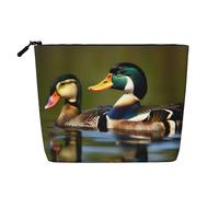 IPPONGET two mallard ducks Print vanity bag Single-layer Makeup Bag with Zippered Pouches for Women Cute and Portable