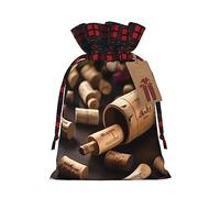 IPPONGET Wine Bottle Cork Print Christmas Wrapping Bags Festive Gift Bags For Coworkers Weddings Parties More