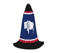 IPPONGET Wyoming State Flag Print Hooded Coat Theme Carnival Party Decorations Vampire Role Play Gothic Cosplay