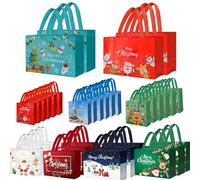 IPQXE 34 Pack Christmas Gift Bags Assorted Sizes- Reusable Tote Bags Non-Woven, Xmas Shopping Bags with Handles, for Christmas Treat Bags, Gifts Wrapping, Xmas Party Supplies 2 Large 8 Medium 12 Small