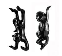 iPreference Decorative Monkey Resin Hooks - Set of Two Wall Hooks with Different Poses, 5.7 Inch, Maximum Weight Capacity 35 Pounds, Easy Install, Mounting Hardware Included