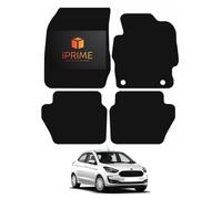 iPRIME Carpet Car Mats For FORD KA Plus 2014-2020 Tailored Fit All-Weather Floor Mats, Easy To Clean, Anti-Slip, Custom Fit 4-Pieces Set (Black & Red Trim, 450- GSM CARPET)