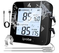iProbe Dual Probe Digital Meat Thermometer - IP67 Waterproof, Rechargeable, Large LCD with Bright Backlight, Magnetic for BBQ, Grill, Smoker, Oven