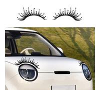 Iprokiu 1 Pair Car Headlight Eyelashes Sticker Waterproof Vinyl Decal Fake Eyelash Stickers for Car SUV Truck Cute Car Headlight Decoration Laptop Truck Wall Decal (Black)