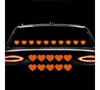 Iprokiu 10pcs/Set High Intensity Reflective Hearts Car Sticker Night Safety Warning Car Bumper Window Sticker Car Decoration Love Heart Vehicle Truck Motorcycle Laptop Wall Auto Decal (Orange)