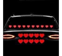 Iprokiu 10pcs/Set High Intensity Reflective Hearts Car Sticker Night Safety Warning Car Bumper Window Sticker Car Decoration Love Heart Vehicle Truck Motorcycle Laptop Wall Auto Decal (Red)