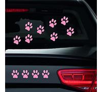 Iprokiu 12pcs/Set Dog Paw Prints Car Sticker Vinyl Decal Car Body Window Bumper Sticker Laptop Motorcycle Truck Wall Sticker Decor Waterproof Puppy Cat Animal Paw Footprint Car Decal (Pink)