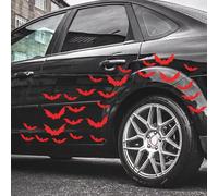 Iprokiu 27pcs/Set High Intensity Reflective Bat Car Sticker Waterproof Car Window Body Bumper Decal DIY Halloween Car Sticker Bat Decal for Laptop Wall Car Decor (Red)