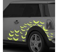 Iprokiu 27pcs/Set High Intensity Reflective Bat Car Sticker Waterproof Car Window Body Bumper Decal DIY Halloween Car Sticker Bat Decal for Laptop Wall Car Decor (Fluorescent Green)