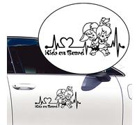 Iprokiu 2pcs Heartbeat Kids on Board Sticker for Car Vinyl Decal Car Body Window Bumper Stickers Cute Boy and Girl Baby on Board Safety Warning Sign Laptop SUV Trucks Car Sticker and Decal (Black)