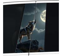 Iprokiu 2pcs Wolf Car B-Pillar Decal Howling Wolf and Moon Sticker for Car B-Pillar DIY Car Center Pillar Sticker Waterproof Vinyl Animal Car Decal 18.89" X 11" (Yellow Wolf)
