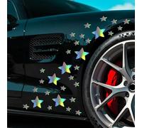 Iprokiu 30pcs/Set Star Car Sticker Waterproof Vinyl Stars Decal for Car Body Window Bumper Self Adhesive Star Decal for Vehicle Laptop Wall Car Decoration (Dazzle Color)
