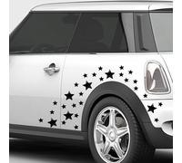 Iprokiu 30pcs/Set Star Car Sticker Waterproof Vinyl Stars Decal for Car Body Window Bumper Self Adhesive Star Decal for Vehicle Laptop Wall Car Decoration (Black)