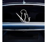 Iprokiu Dog and Cat Rear Wiper Sticker for Car Cartoon Animal Funny Dog Moving Tail Waving Wiper Sticker Rear Window Decal Waterproof Windshield Wiper Decal for SUV Wall Sticker (Reflective White)