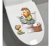 Iprokiu Funny Animal Toilet Seat Cover Decal Waterproof Cartoon Dog Cat Toilet Seat Lid Sticker Dinosaur Duck Washroom Bathroom Decal Home Wall Sticker (Dinosaur)