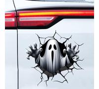 Iprokiu Halloween 3D Horror Skeleton Car Sticker Waterproof Double-Sided Printed Cracked Decal for Car Window Bumper Funny Peeking Decal for Wall Laptop Car Decoration (Ghost)
