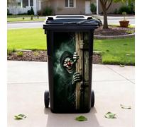 Iprokiu Halloween Wheelie Bin Sticker Horror Skull Zombie Clown Trash Can Decal Indoor Outdoor Garden Patio Decor Peeking Decal for Dustbin Home Decor 32.28" x 14.57" (Clown)