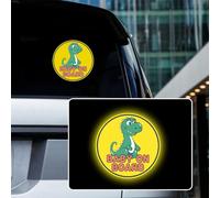 Iprokiu High Intensity Reflective Baby on Board Car Sticker Waterproof Cute Dinosaur Kids on Board Car Decal Safety Warning Sign Baby in Car Bumper Window Sticker (Yellow)