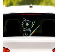 Iprokiu Lovely Cat Rear Wiper Sticker for Car Animal Pet Funny Cat Moving Tail Waving Wiper Sticker Rear Window Decal Waterproof Rear Windshield Wiper Decal Cat Car Sticker (Dazzle Color)