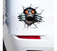 Iprokiu Peeking Monster Car Sticker 3D Waterproof Double-Sided Printed Horror Cracking Decal for Car Window Bumper Peeking Decal for Vehicle Wall Laptop Car Decoration (Horror Monster)