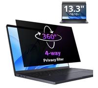 IPROKKO 360° Laptop Privacy Screen Protector 13.3 Inch for Hp/Dell/Acer/Lenovo/ThinkPad/Samsung/Asus/Sony, 16:10 Aspect 4-Way Laptop Privacy Shield, Anti Blue Light Glare 13.3in Laptop Privacy Filter