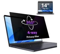 IPROKKO 360° Laptop Privacy Screen Protector 14 Inch for Hp/Dell/Acer/Lenovo/ThinkPad/Samsung/Asus/Sony, 16:10 Aspect 4-Way Laptop Privacy Shield, Anti Blue Light Glare 14 in Laptop Privacy Filter