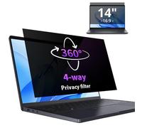 IPROKKO 360° Laptop Privacy Screen Protector 14 Inch for Hp/Dell/Acer/Lenovo/ThinkPad/Samsung/Asus/Sony, 16:9 Aspect 4-Way Laptop Privacy Shield, Anti Blue Light Glare 14in Laptop Privacy Filter